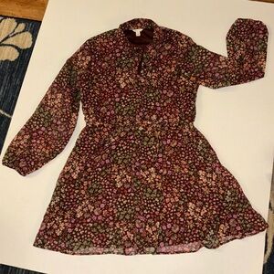 Large Cato Tie in the Front, Button Down Floral Dress
